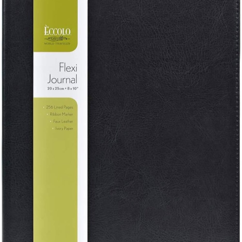 Large Simply Black Lined Journal Notebook, Flexible Faux Leather Cover, Notebook